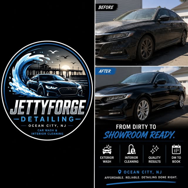 After: exterior of a black sedan from Jetty Forge’s Instagram